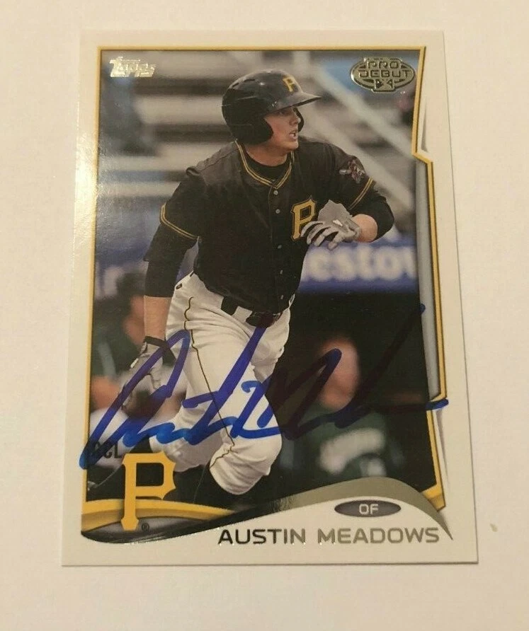AUSTIN MEADOWS SIGNED 2014 TOPPS PRO DEBUT PROSPECT ROOKIE CARD AUTO