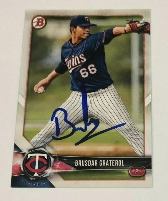 BRUSDAR GRATEROL SIGNED 2018 BOWMAN DRAFT PROSPECT ROOKIE CARD AUTO