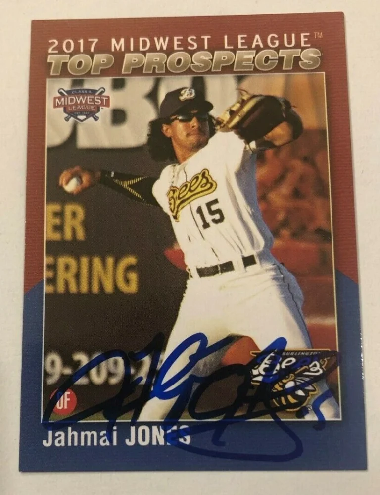 JAHMAI JONES SIGNED 2017 MIDWEST LEAGUE TOP PROSPECT MWL ROOKIE CARD AUTO