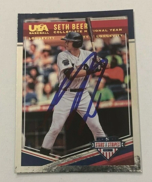 SETH BEER SIGNED 2018 USA STARS & STRIPES PROSPECT ROOKIE CARD AUTO