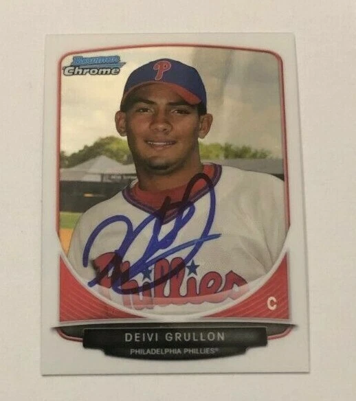 DEIVI GRULLON SIGNED 2013 BOWMAN CHROME PROSPECT ROOKIE CARD AUTO
