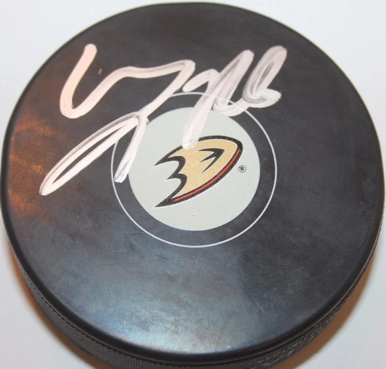 CARL HAGELIN SIGNED ANAHEIM DUCKS PUCK W/ CASE COA