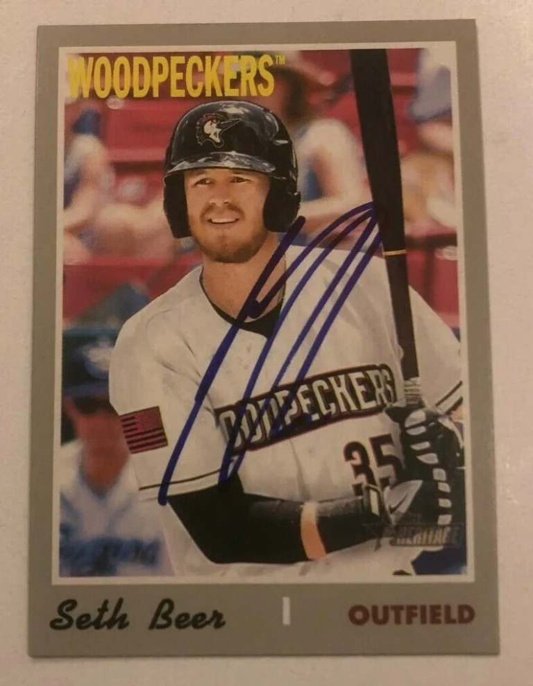 SETH BEER SIGNED 2019 TOPPS HERITAGE MINORS PROSPECT ROOKIE CARD AUTO