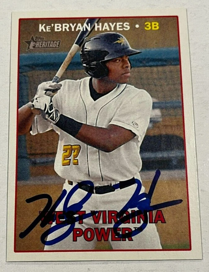 KE'BRYAN HAYES SIGNED 2016 TOPPS HERITAGE MINOR LEAGUE BASEBALL ROOKIE CARD AUTO