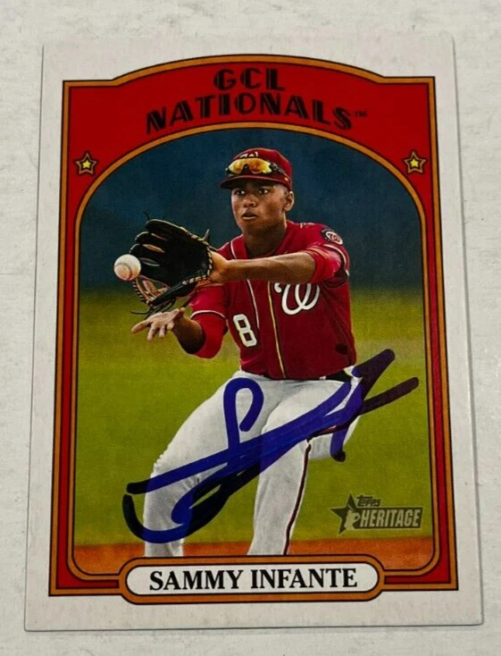 SAMMY INFANTE SIGNED 2021 TOPPS HERITAGE MINOR LEAGUE BASEBALL CARD AUTO