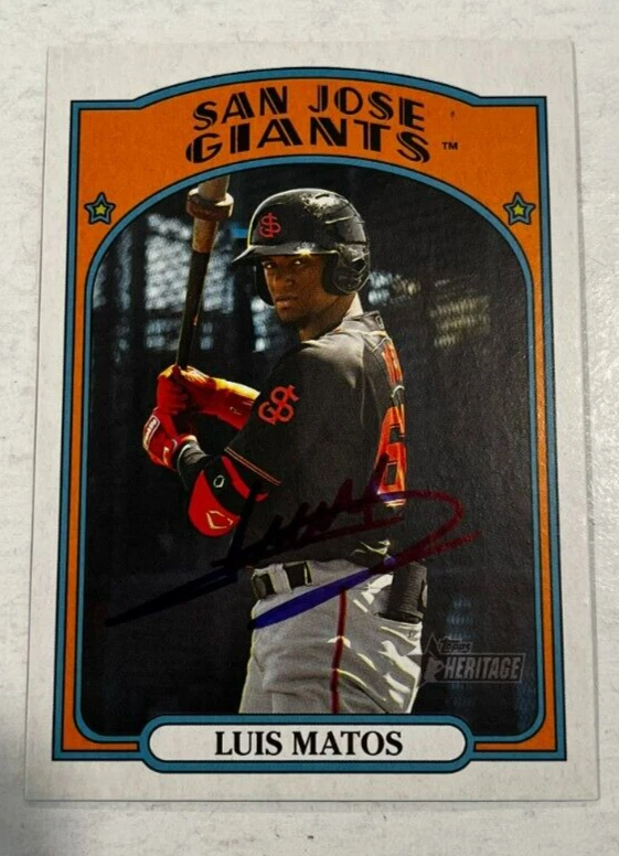 LUIS MATOS SIGNED 2021 TOPPS HERITAGE MINOR LEAGUE BASEBALL CARD AUTO
