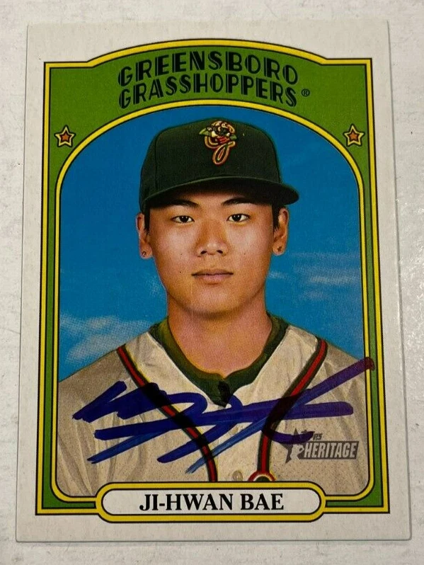 JI-HWAN BAE SIGNED 2021 TOPPS HERITAGE MINOR LEAGUE BASEBALL CARD AUTO