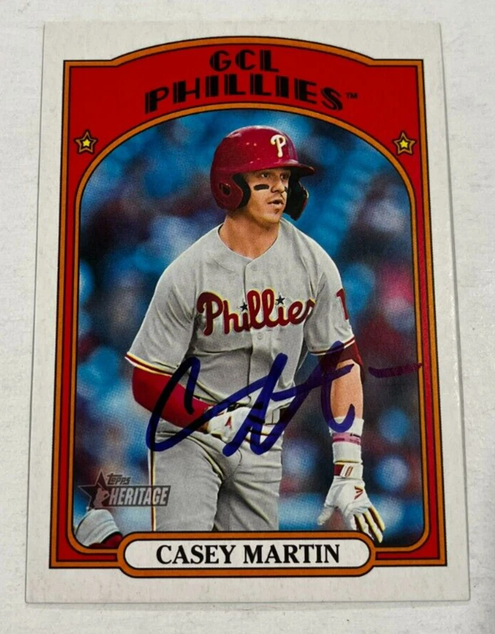 CASEY MARTIN SIGNED 2021 TOPPS HERITAGE MINOR LEAGUE BASEBALL CARD AUTO