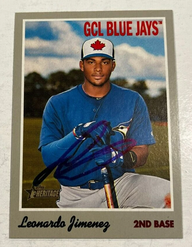 LEONARDO JIMENEZ SIGNED 2019 TOPPS HERITAGE MINOR LEAGUE BASEBALL CARD AUTO