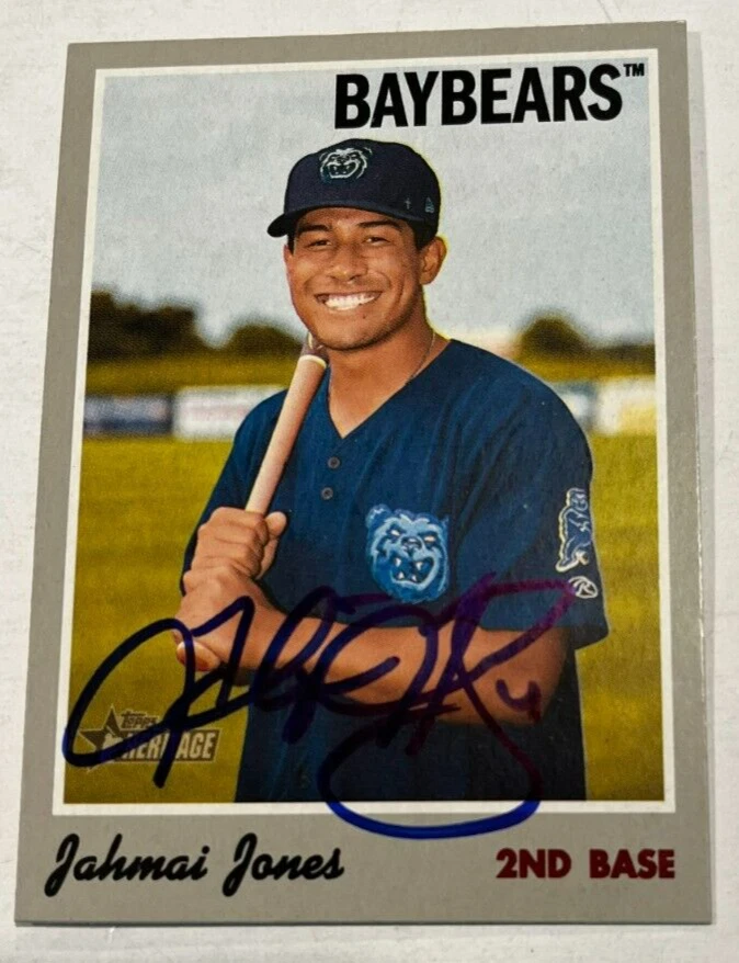 JAHMAI JONES SIGNED 2019 TOPPS HERITAGE MINOR LEAGUE BASEBALL CARD AUTO