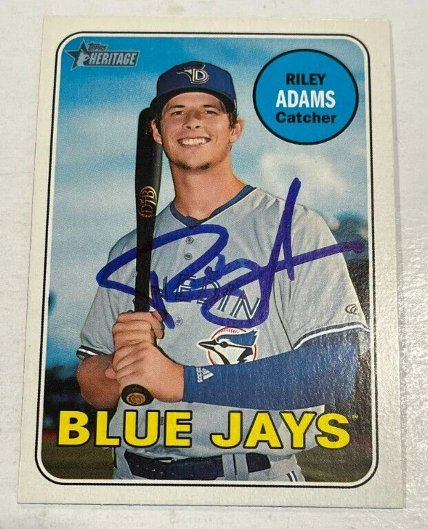 RILEY ADAMS SIGNED 2018 TOPPS HERITAGE MINOR LEAGUE BASEBALL CARD AUTO
