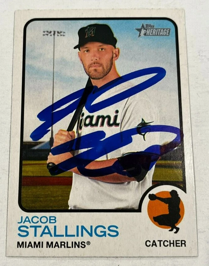 JACOB STALLINGS SIGNED 2022 TOPPS HERITAGE BASEBALL CARD AUTO