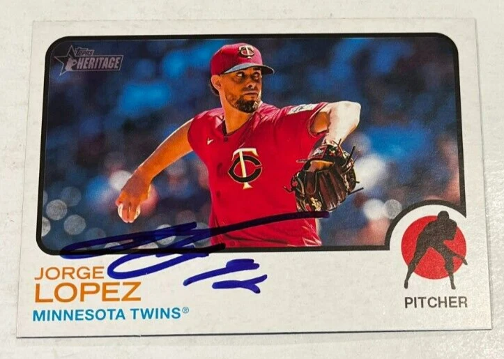 JORGE LOPEZ SIGNED 2022 TOPPS HERITAGE BASEBALL CARD AUTO