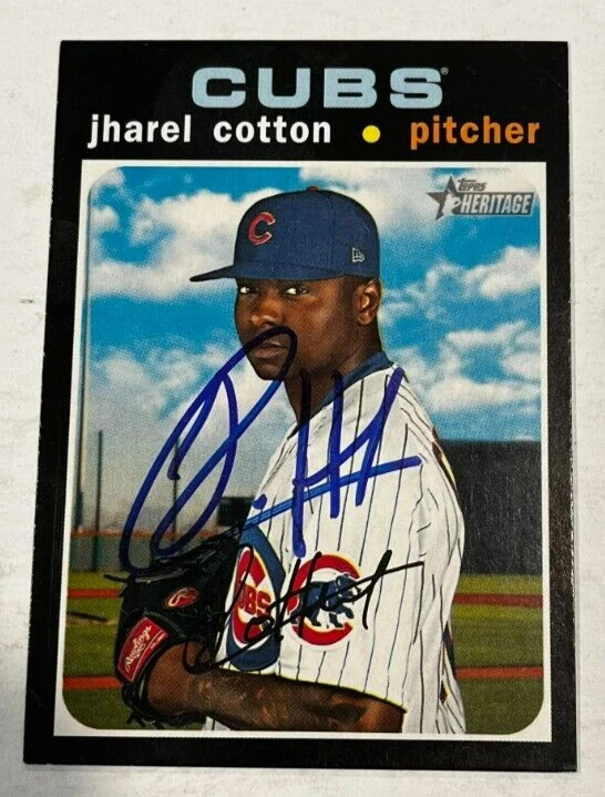JHAREL COTTON SIGNED 2020 TOPPS HERITAGE BASEBALL CARD AUTO
