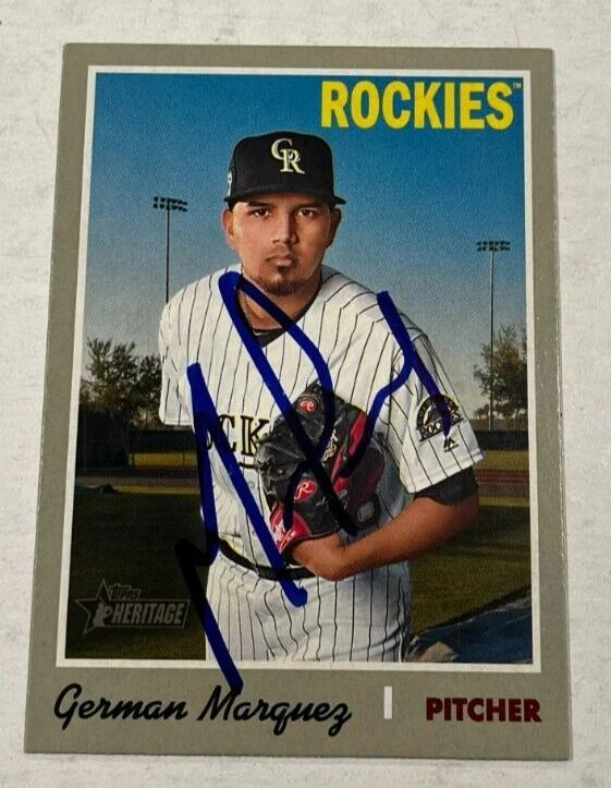 GERMAN MARQUEZ SIGNED 2019 TOPPS HERITAGE BASEBALL CARD AUTO