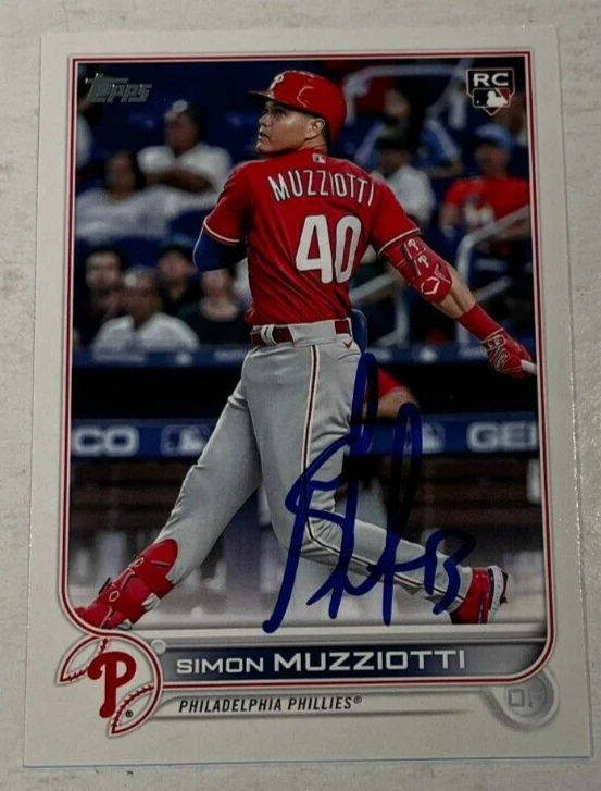 SIMON MUZZIOTTI SIGNED 2022 TOPPS BASEBALL CARD AUTOGRAPH AUTO
