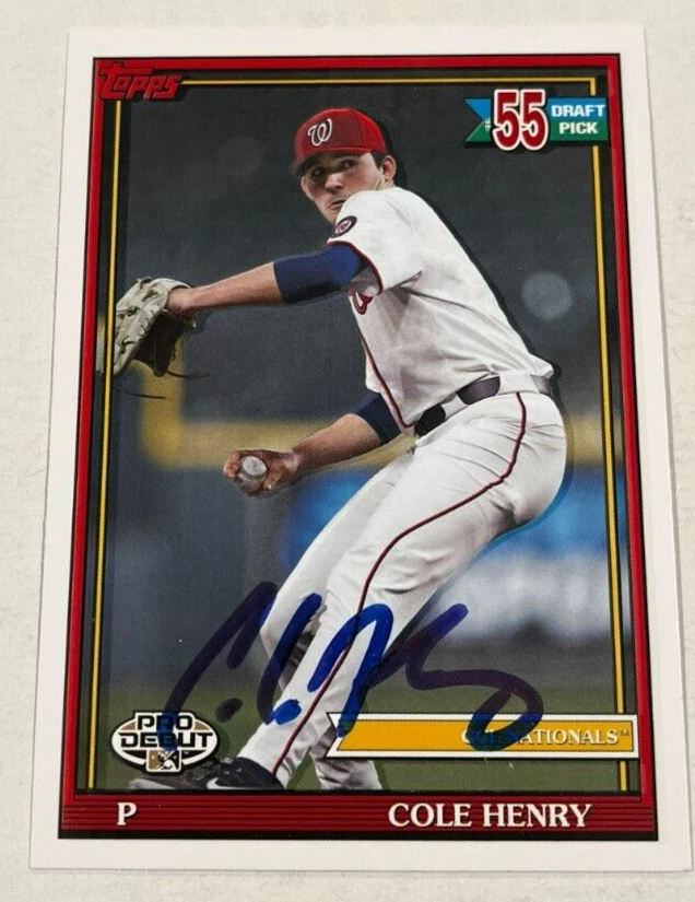 COLE HENRY SIGNED 2021 TOPPS PRO DEBUT BASEBALL CARD AUTOGRAPH AUTO