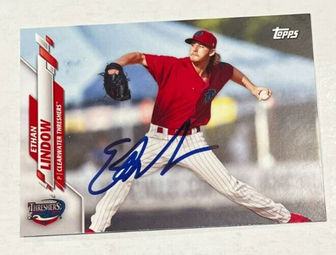 ETHAN LINDOW SIGNED 2020 TOPPS PRO DEBUT BASEBALL CARD AUTOGRAPH AUTO
