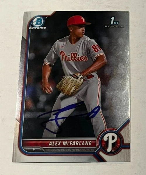 ALEX MCFARLANE SIGNED 2022 BOWMAN DRAFT CHROME PROSPECT BASEBALL CARD AUTO