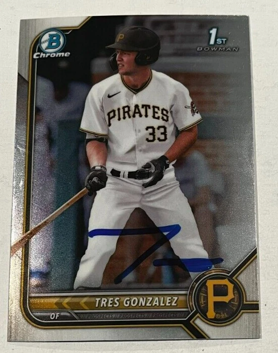 TRES GONZALEZ SIGNED 2022 BOWMAN DRAFT CHROME PROSPECT BASEBALL CARD AUTO