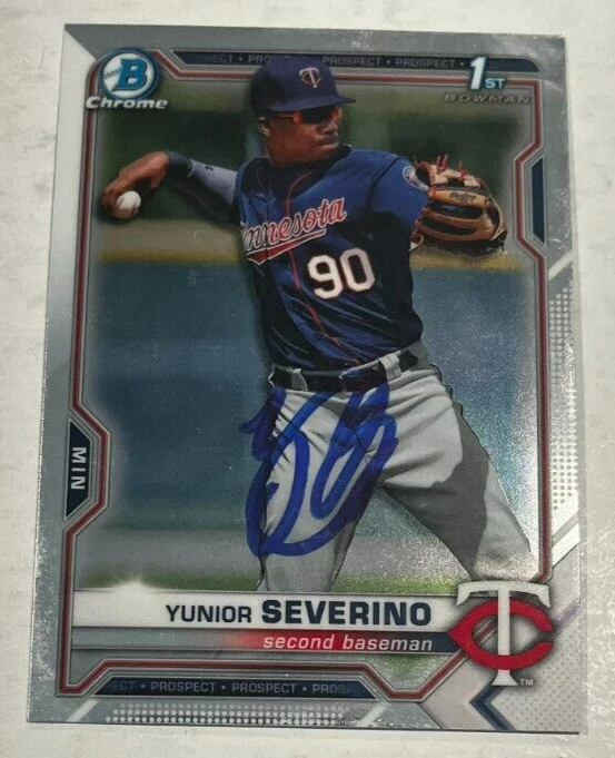 YUNIOR SEVERINO SIGNED 2021 BOWMAN CHROME BASEBALL CARD ROOKIE AUTO