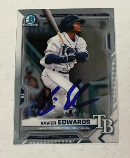 XAVIER EDWARDS SIGNED 2021 BOWMAN CHROME BASEBALL CARD ROOKIE AUTO