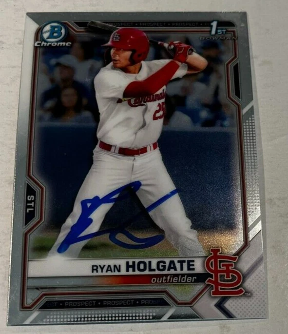 RYAN HOLGATE SIGNED 2021 BOWMAN CHROME DRAFT BASEBALL CARD AUTO