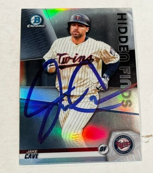JAKE CAVE SIGNED 2020 BOWMAN CHROME HIDDEN FINDS BASEBALL CARD AUTO