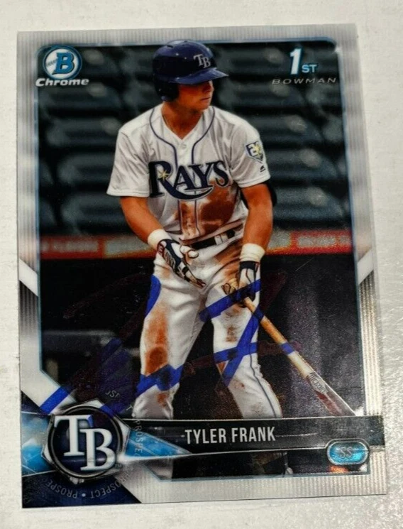 TYLER FRANK SIGNED 2018 BOWMAN CHROME DRAFT PROSPECT CARD AUTO