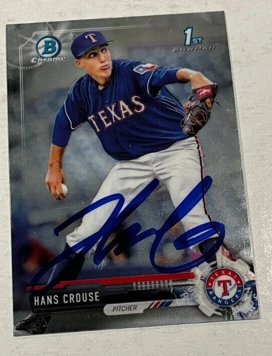 HANS CROUSE SIGNED 2017 BOWMAN CHROME DRAFT PROSPECT CARD AUTO