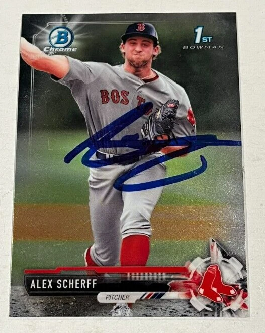ALEX SCHERFF SIGNED 2017 BOWMAN CHROME DRAFT PROSPECT CARD AUTO