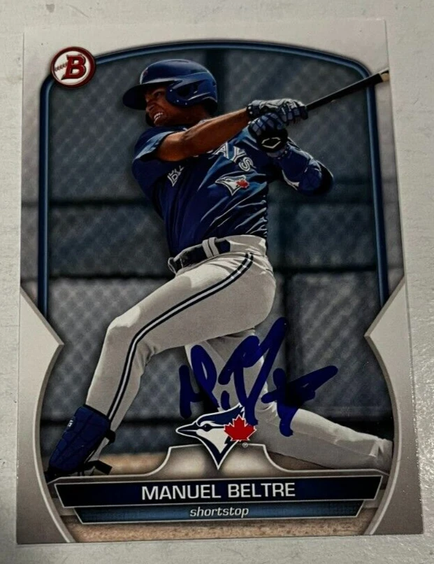 MANUEL BELTRE SIGNED 2023 BOWMAN PROSPECT BASEBALL CARD AUTO