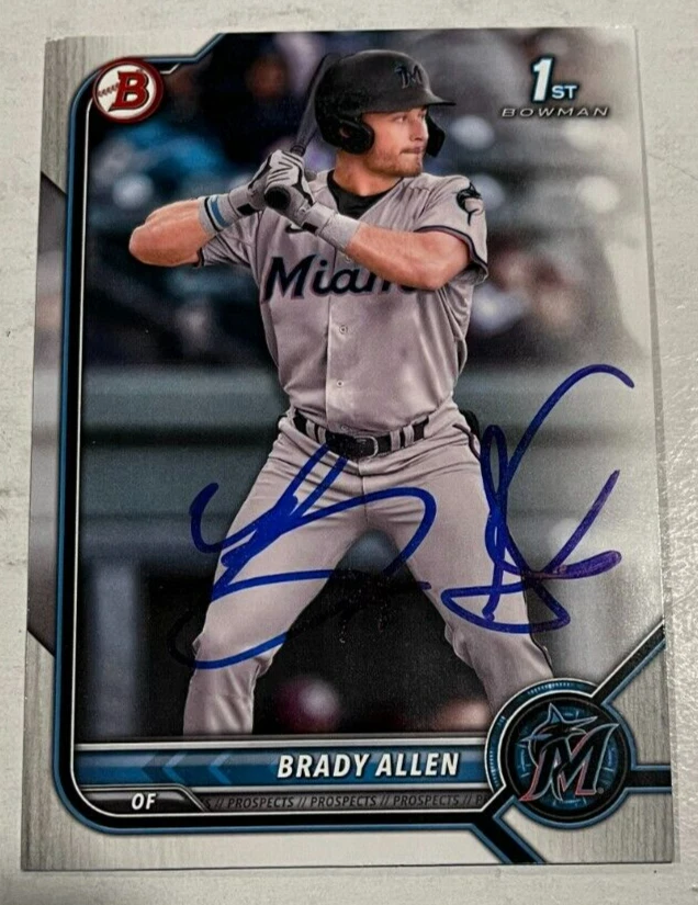 BRADY ALLEN SIGNED 2022 BOWMAN PROSPECT BASEBALL CARD AUTO