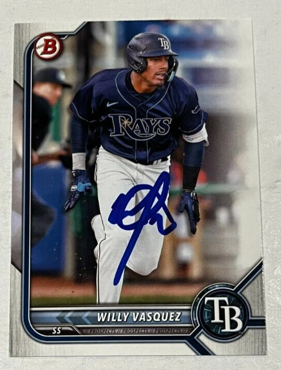 WILLY VASQUEZ SIGNED 2022 BOWMAN DRAFT PROSPECT BASEBALL CARD AUTO