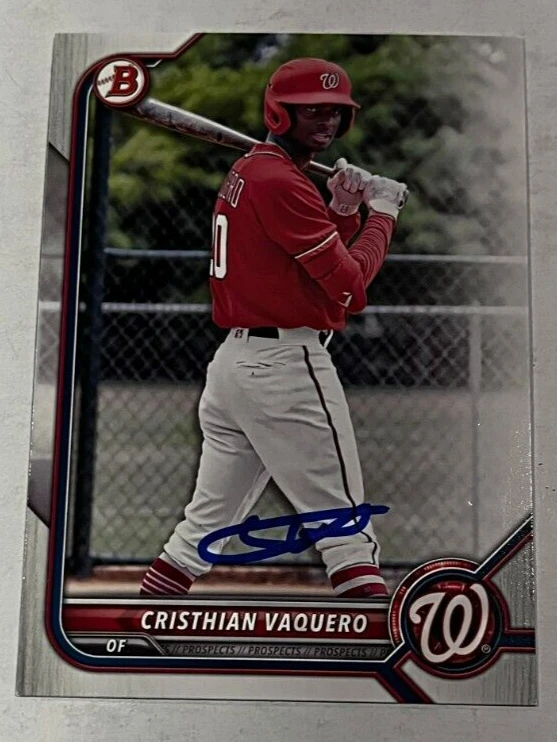 CRISTHIAN VAQUERO SIGNED 2022 BOWMAN DRAFT PROSPECT BASEBALL CARD AUTO