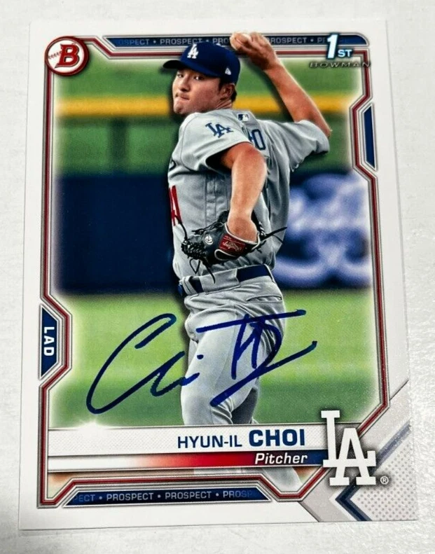 HYUN-IL CHOI SIGNED 2021 BOWMAN PROSPECT BASEBALL ROOKIE CARD AUTO