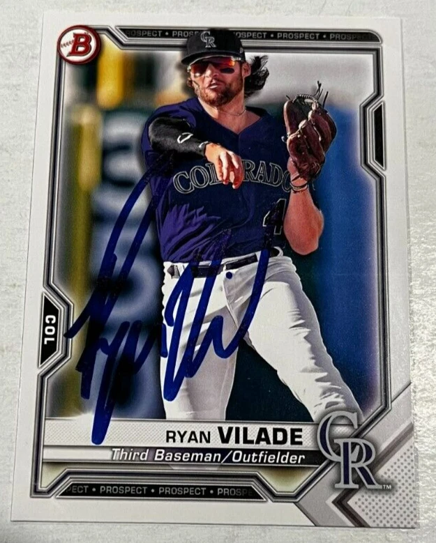 RYAN VILADE SIGNED 2021 BOWMAN PROSPECT BASEBALL ROOKIE CARD AUTO