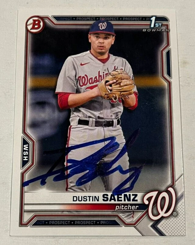 DUSTIN SAENZ SIGNED 2021 BOWMAN DRAFT PROSPECT BASEBALL ROOKIE CARD AUTO