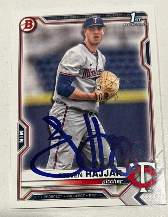 STEVEN HAJJAR SIGNED 2021 BOWMAN DRAFT PROSPECT BASEBALL ROOKIE CARD AUTO
