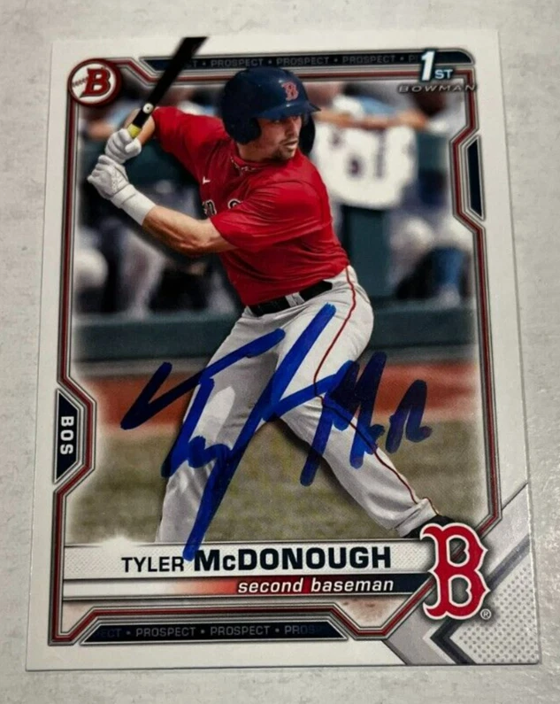TYLER MCDONOUGH SIGNED 2021 BOWMAN DRAFT PROSPECT BASEBALL ROOKIE CARD AUTO