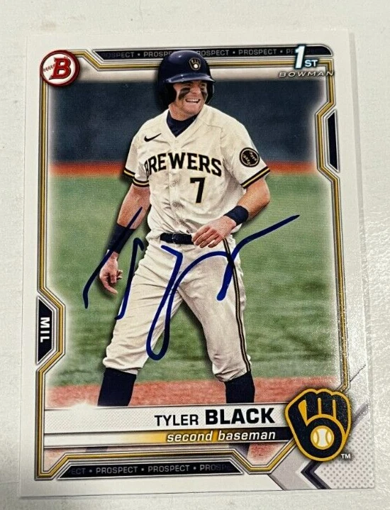 TYLER BLACK SIGNED 2021 BOWMAN DRAFT PROSPECT BASEBALL ROOKIE CARD AUTO