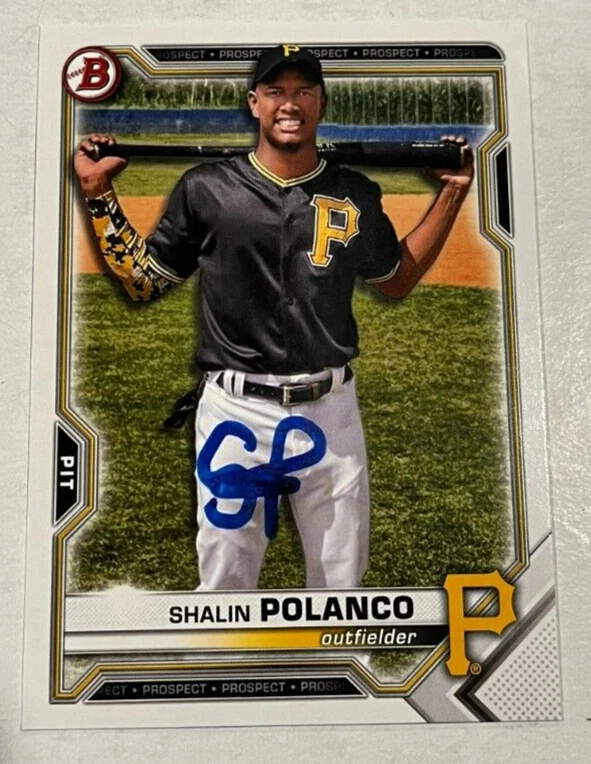 SHALIN POLANCO SIGNED 2021 BOWMAN DRAFT PROSPECT BASEBALL ROOKIE CARD AUTO