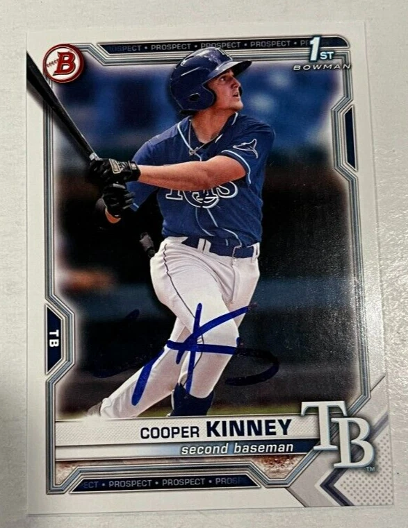 COOPER KINNEY SIGNED 2021 BOWMAN DRAFT PROSPECT BASEBALL ROOKIE CARD AUTO