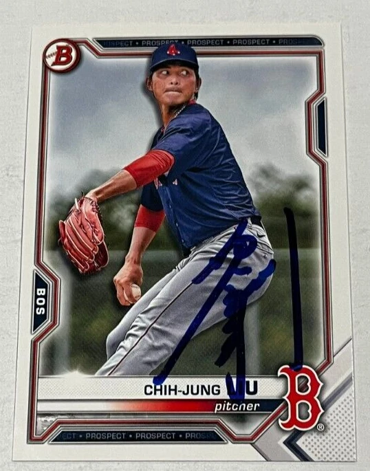 CHIH-JUNG LIU SIGNED 2021 BOWMAN DRAFT PROSPECT BASEBALL ROOKIE CARD AUTO