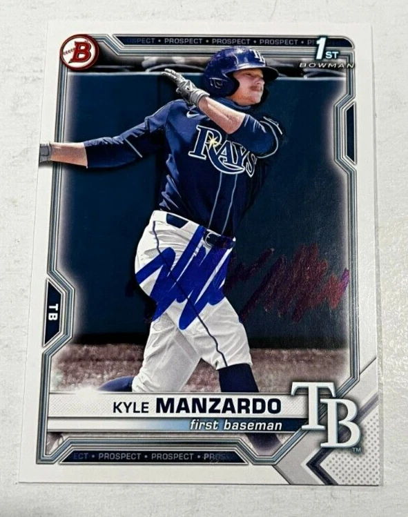 KYLE MANZARDO SIGNED 2021 BOWMAN DRAFT PROSPECT BASEBALL ROOKIE CARD AUTO