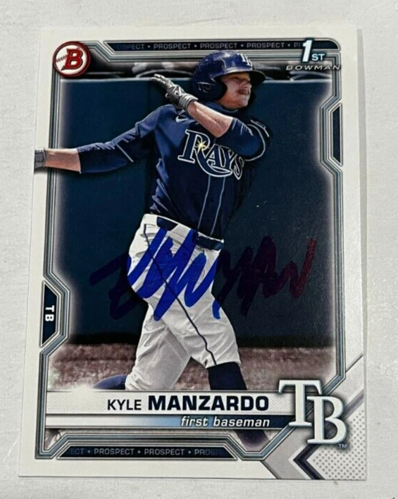 KYLE MANZARDO SIGNED 2021 BOWMAN DRAFT PROSPECT BASEBALL ROOKIE CARD AUTO