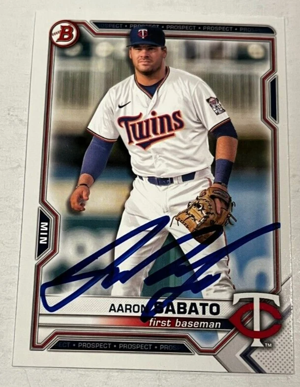 AARON SABATO SIGNED 2021 BOWMAN DRAFT PROSPECT BASEBALL ROOKIE CARD AUTO