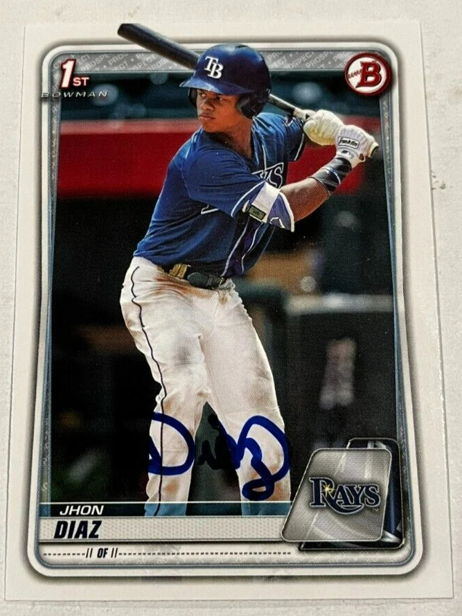 JHON DIAZ SIGNED 2020 BOWMAN PROSPECT BASEBALL ROOKIE CARD AUTO