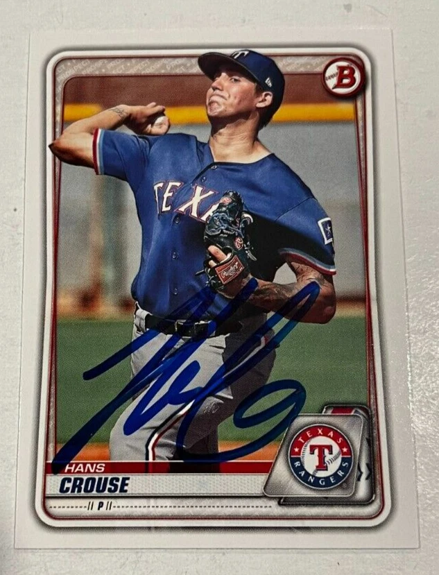 HANS CROUSE SIGNED 2020 BOWMAN PROSPECT BASEBALL ROOKIE CARD AUTO