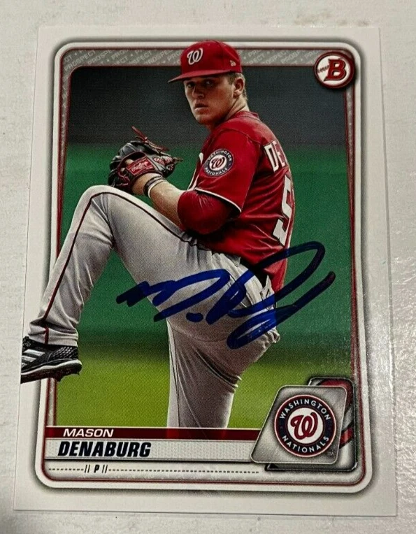 MASON DENABURG SIGNED 2020 BOWMAN PROSPECT BASEBALL ROOKIE CARD AUTO